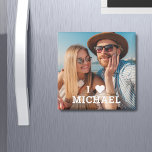 Cute I Love Heart Photo Couples Personalized Name Magnet<br><div class="desc">Cute I Love Heart Photo Couples Personalized Name Magnets features your favourite photo with the text "I (love heart) add name" in modern white script. Personalize by editing the text in the text box provided and adding your own picture. Perfect gifts for couples, girlfriend, wife, sweetheart and more for birthday,...</div>