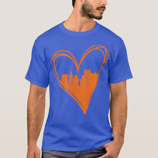 Cute I Love Houston Teas Cityscape Orange Heart  T-Shirt