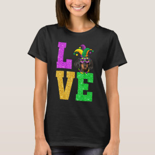 Cute I Love Mardi Gras Dachshund Dog Puppy T-Shirt