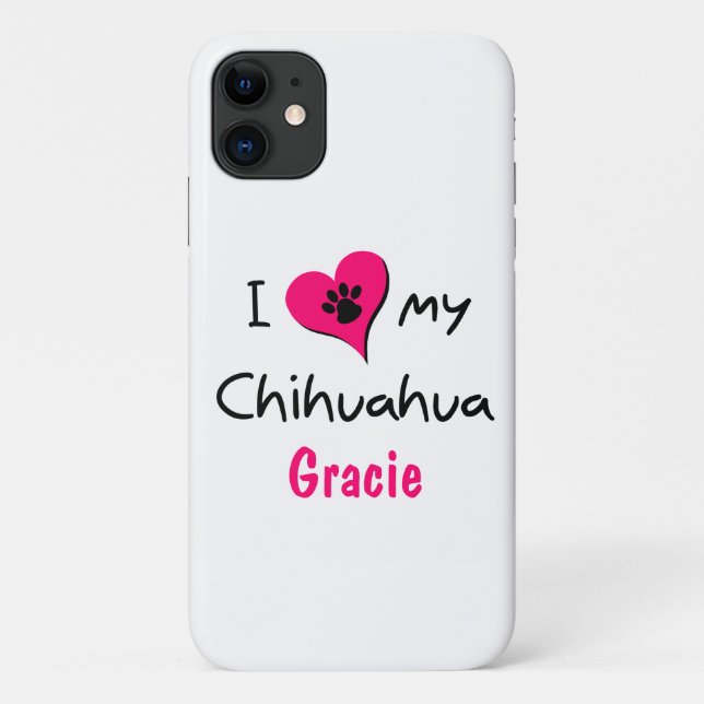 Cute I Love My Chihuahua Paw Print Pink Heart  Case-Mate iPhone Case (Back)