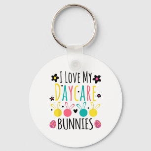 Cute I Love My Daycare Bunnies Teacher Easter Day Keychain