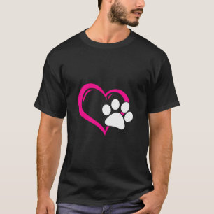 Cute I Love My Dog Puppy Cat Paw Heart T-Shirt