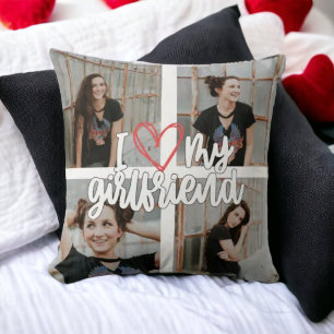 Cute I love my girlfriend photo Throw Pillow