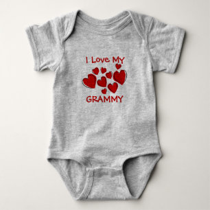 Cute I Love My Grammy Red Hearts New Grandmother Baby Bodysuit