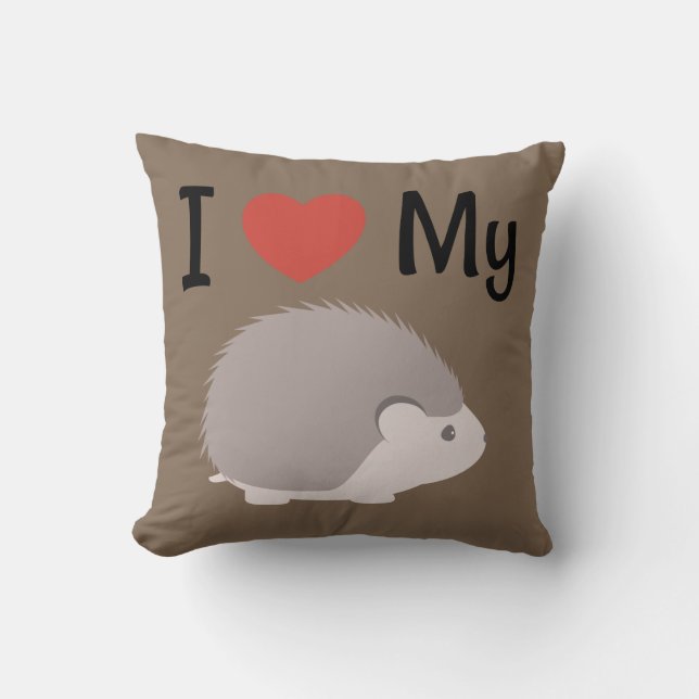 Cute I Love My Hedgehog Throw Pillow (Front)