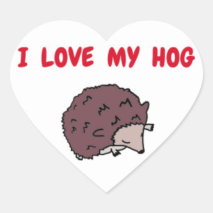 Cute I Love My Hog Hedgehog Stickers