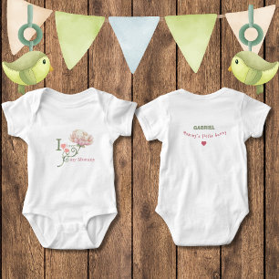 Cute "I Love My Mommy” Bunny Flower Baby Bodysuit