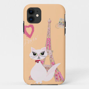 Cute I Love Paris cat iPhone 11 Case