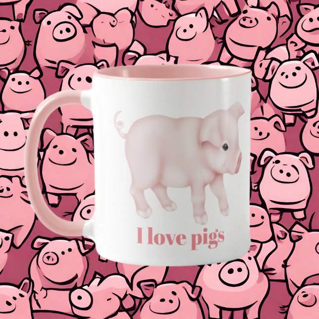 Cute I love pigs add monogram message Mug (Creator Uploaded)
