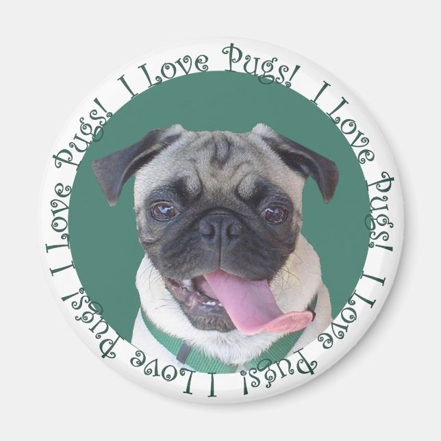 Cute I Love Pugs Magnet (Front)