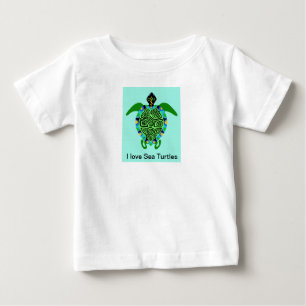Cute I love Sea TURTLES - Animal graphics- Baby T-Shirt