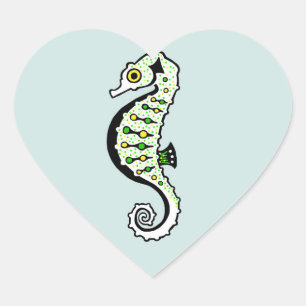 Cute I love SEAHORSES -  Wildlife - Ocean Aqua Heart Sticker