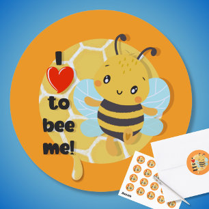 Cute I love to bee me bumblebee Classic Round Sticker