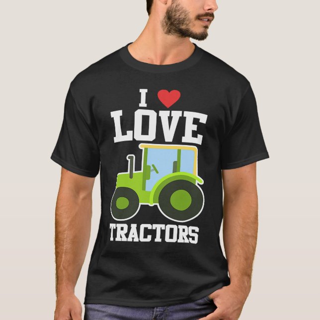 Cute I Love Tractors Children Little Farmer T-Shirt (Front)