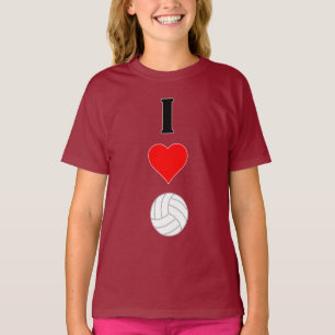 Cute I Love Volleyball Football-style Girls Jersey T-Shirt