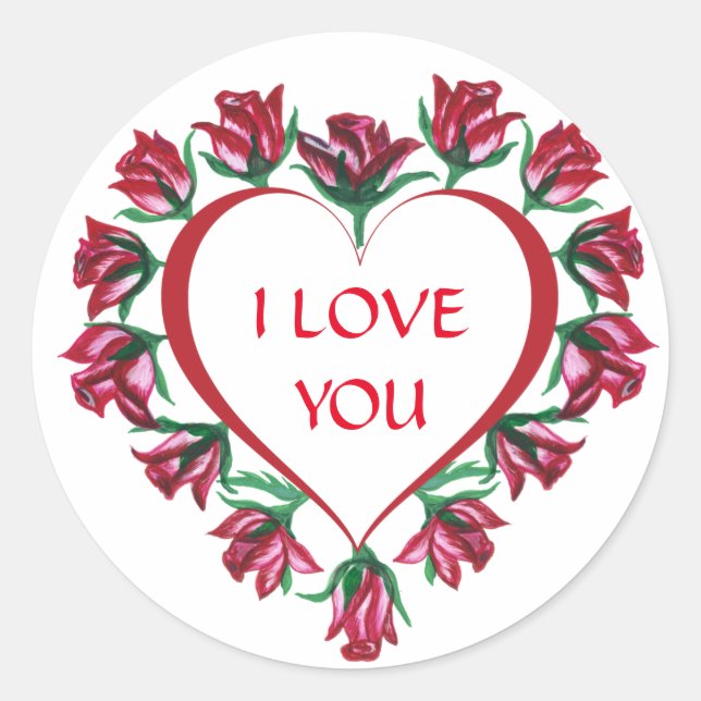Cute I Love You Classic Round Sticker (Front)