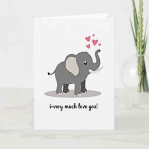 Cute I Love You Elephant Card