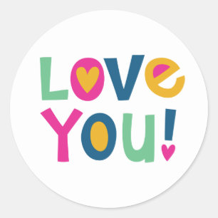 Cute I Love You Kids Valentine Classic Round Sticker