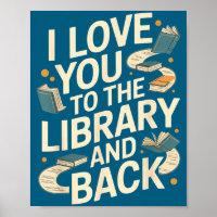 Cute I love you library back funny librarian quote