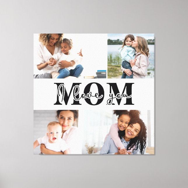 Cute I LOVE YOU MOM Mother's Day Photo Canvas Print (Front)