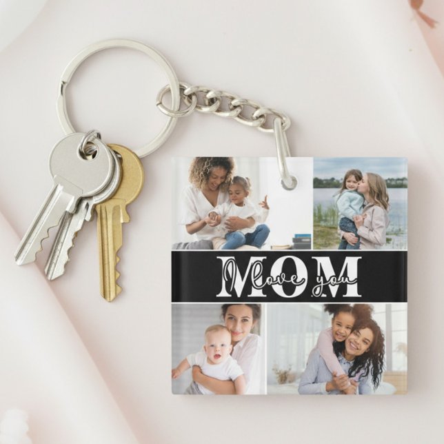 Cute I LOVE YOU MOM Mother's Day Photo Keychain (Creator Uploaded)