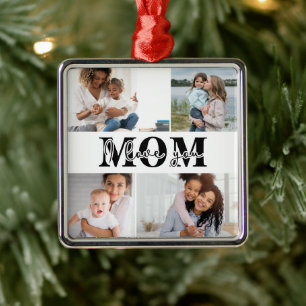 Cute I LOVE YOU MOM Mother's Day Photo Metal Ornament