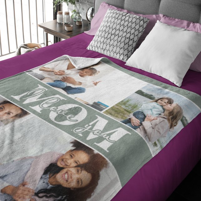 Cute I LOVE YOU MOM Mother's Day Photo Sherpa Blanket (Creator Uploaded)