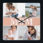Cute I LOVE YOU MOM Mother's Day Photo Square Wall Clock<br><div class="desc">Cute I Love You Mom Mother's Day Photo Wall Clock features four of your favourite photos with the text "I love you Mom" in modern white typography. Designed by ©Evco Studio www.zazzle.com/store/evcostudio</div>