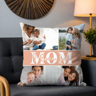 Cute I LOVE YOU MOM Mother's Day Photo Throw Pillo Pillow