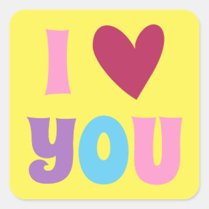 Cute I love you Square Sticker