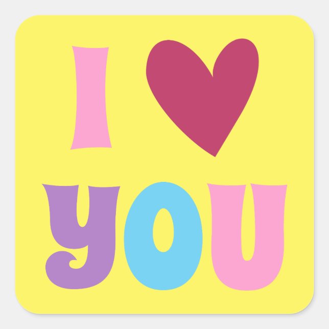 Cute I love you Square Sticker (Front)