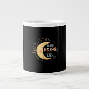 Cute I Love You To The Moon And Back Playful Love  Large Coffee Mug