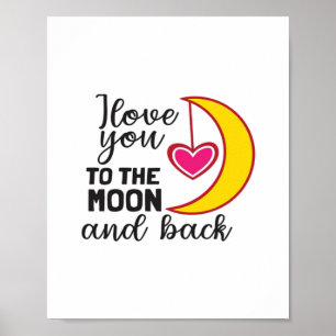 Cute I Love You To The Moon And Back Playful Love  Poster