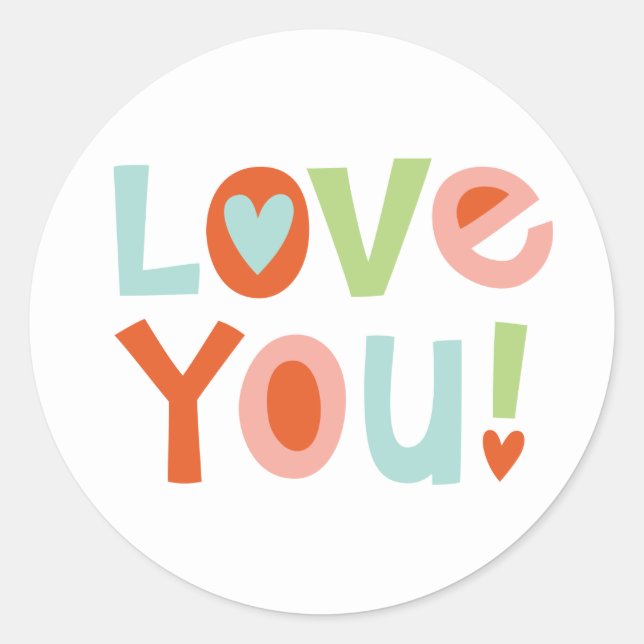 Cute I Love You Valentine Classic Round Sticker (Front)