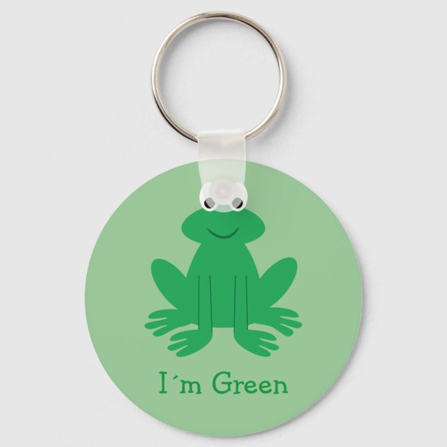 Cute "I´m Green" Cartoon Frog Keychain (Front)