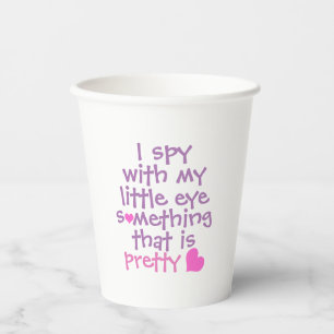 Cute *I Spy* Pink Paper Cups