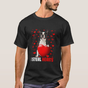 Cute I Steal Hearts Boston Terrier Dog Heart Valen T-Shirt
