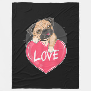 Cute I Steal Hearts Pug Valentine Day Gift Fleece Blanket