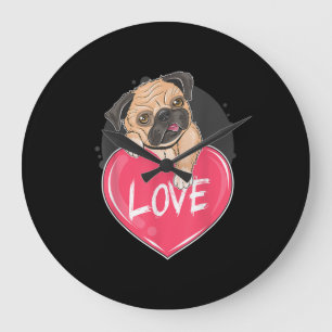 Cute I Steal Hearts Pug   Valentine Day Gift Large Clock