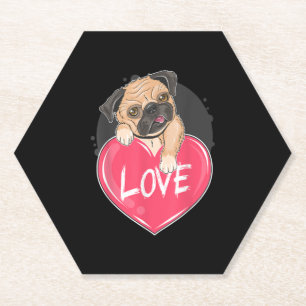 Cute I Steal Hearts Pug Valentine Day Gift Paper Coaster