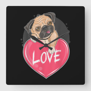 Cute I Steal Hearts Pug   Valentine Day Gift Square Wall Clock