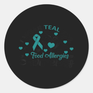 Cute I Teal For Food Allergies Awareness Gift T-Sh Classic Round Sticker