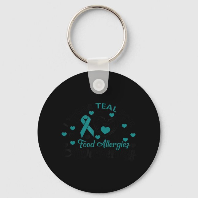Cute I Teal For Food Allergies Awareness Gift T-Sh Keychain (Front)