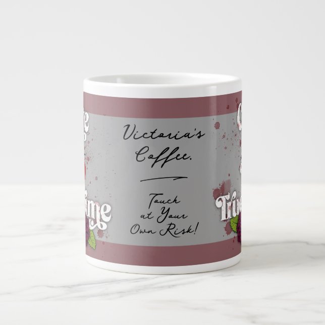 Cute & I ❤️ True Crime.–Personalized Name Large Coffee Mug (Front)