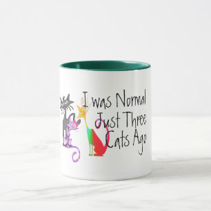 cute i was normal three cats ago cat mom pet lover mug
