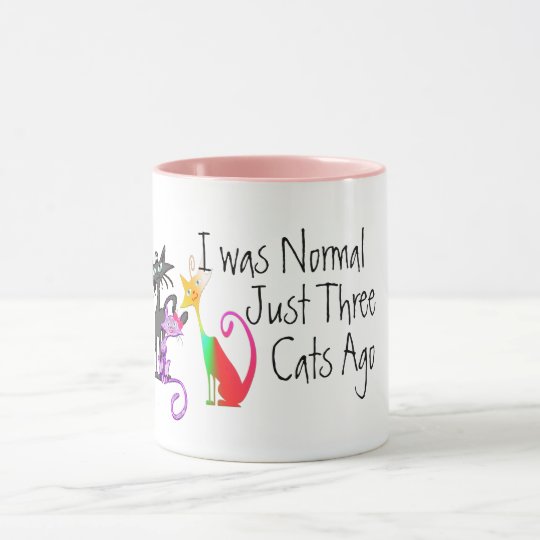 cute i was normal three cats ago funny cat mom mug