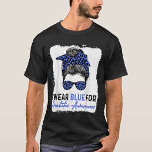 Cute I Wear Blue For Diabetes Awareness, Leopard M T-Shirt