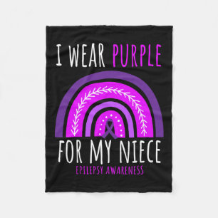 Cute I Wear Purple Niece Epilepsy Awareness Rainbo Fleece Blanket