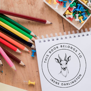 Cute Ibex Baby This Book Belongs To Kid's Name Self-inking Stamp