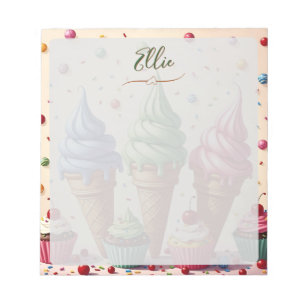 Cute Ice cream and cupcakes Personalized  Notepad